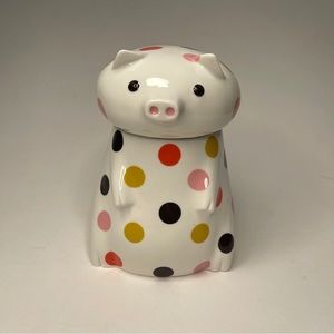 Jonathan Adler Polka Dot Pig Decor Figural Kitchen Jar Canister With Lid.